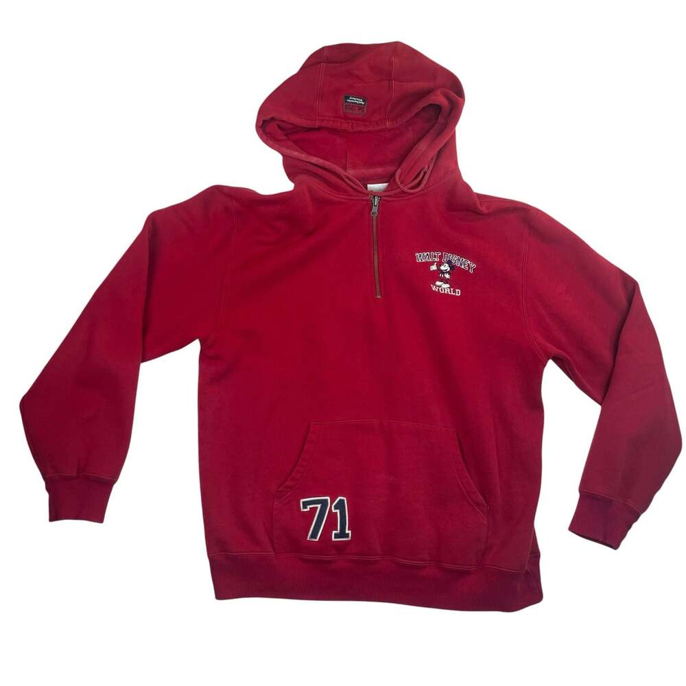 Vintage Walt Disney World Mickey Mouse 1928 Red Hoodie Pullover Size M